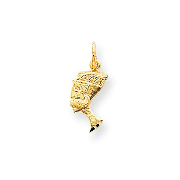 0.79 in x 0.35 in 10K Gold Solid Bust of Nefertiti Charm Pendant 